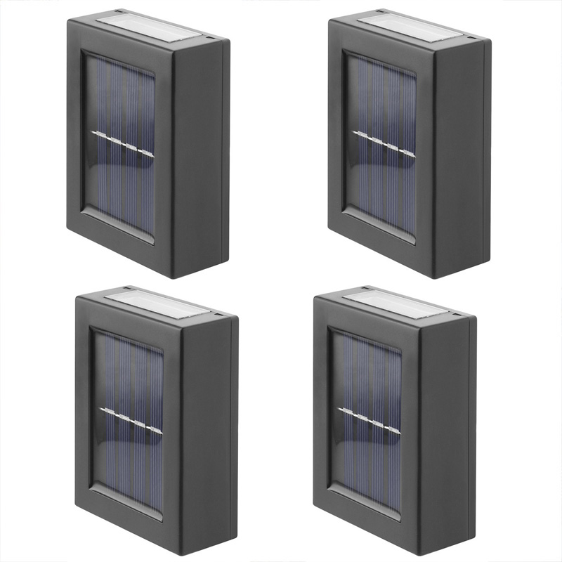 4-teiliges Solar-wandleuchten-set Für Gärten Und Innenhöfe, Mit Oberer Und Unterer Beleuchtung Zur Zaunbeleuchtung, Warmes Licht Für Die Außendekoration.