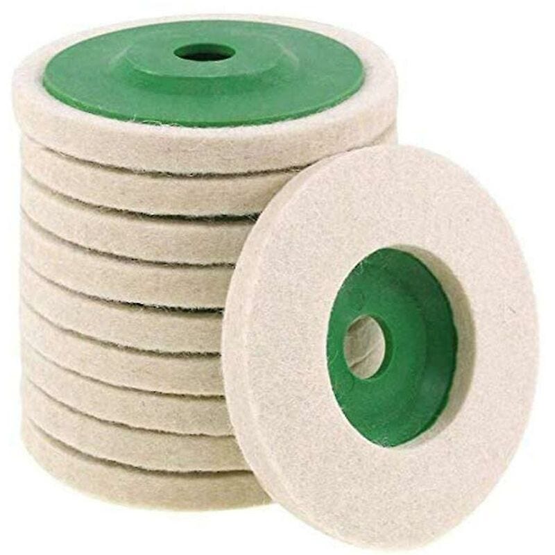 Grün – 10-teilige Polierscheibe Aus Wollfilz Für Winkelschleifer, 10 Cm/8 Mm