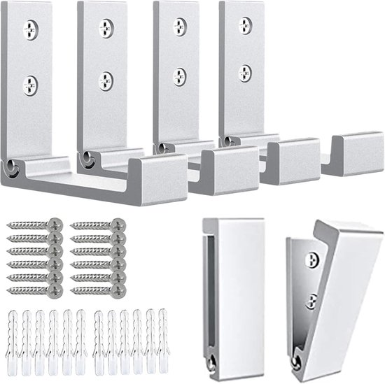 6-teiliges Set Silberner, Faltbarer, Robuster Aluminium-wandgarderobenhaken (6,7 X 7,5 X 2,5 Cm)