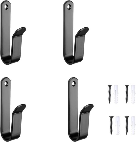 Schraubhaken – Kleiderhaken – Wandhaken – Aufbewahrung Und Organisation – Gebogenes, Rutschfestes Design – 4er-pack – Schwarz