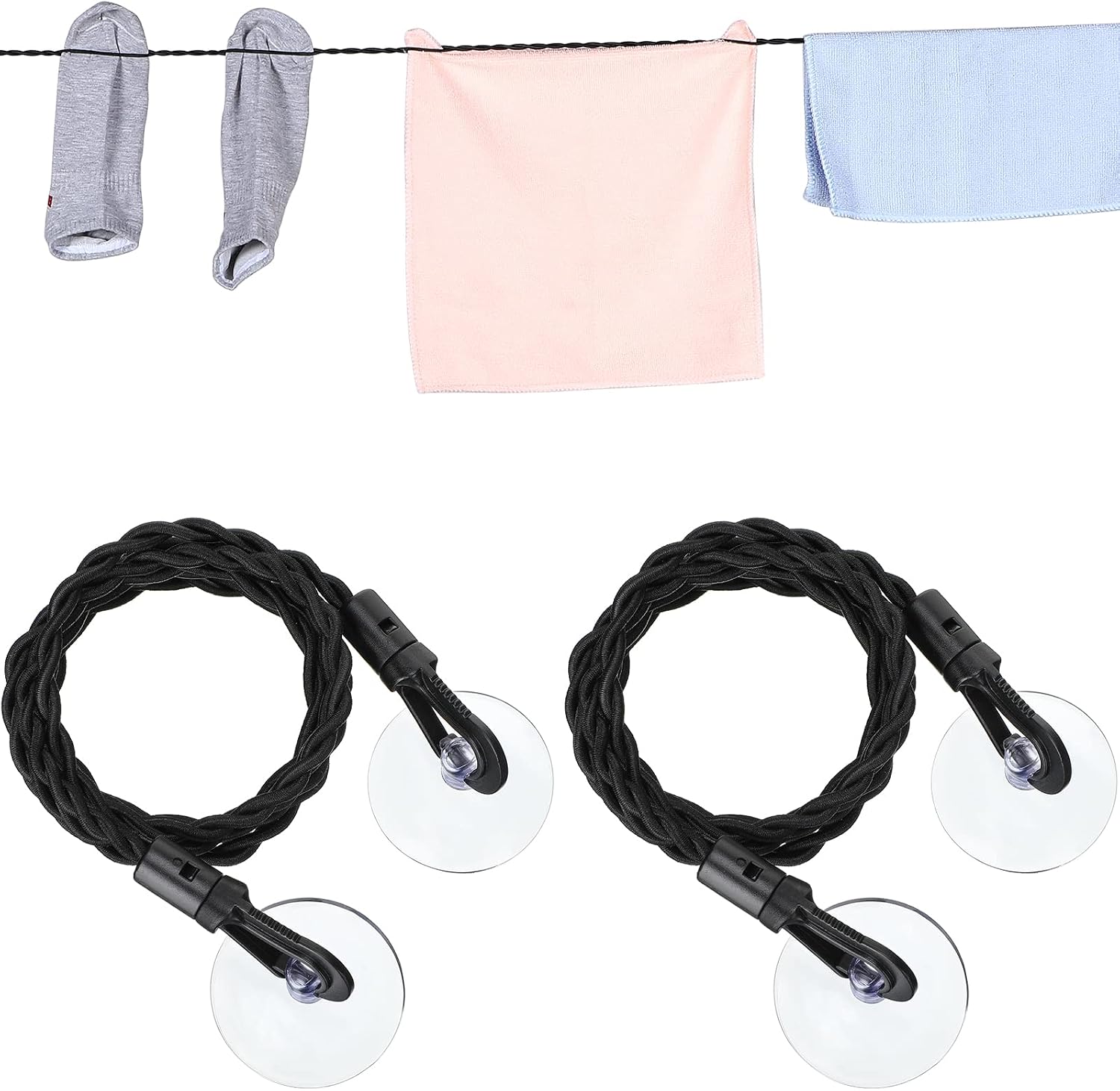 2er-pack Reise-wäscheleinen – Campingzubehör – Kreuzfahrt-essentials – Für Drinnen Und Draußen Geeignet (schwarz)