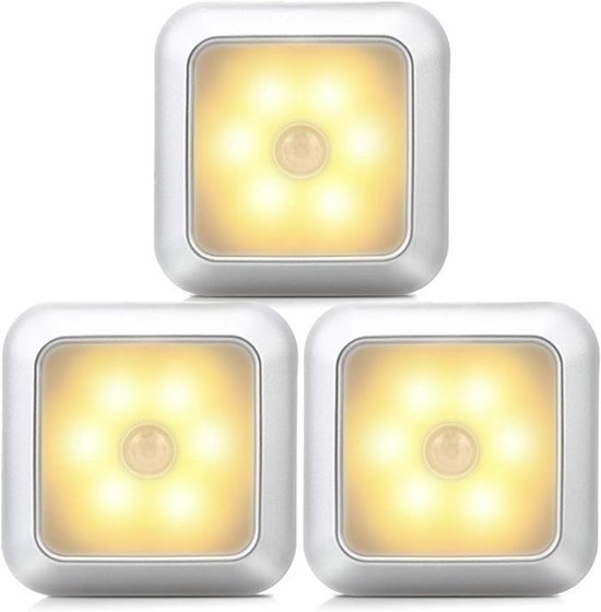 3er-pack Kabellose, Batteriebetriebene Led-nachtlichter Mit Bewegungsmelder Für Schränke Und Treppen (warmweiß)