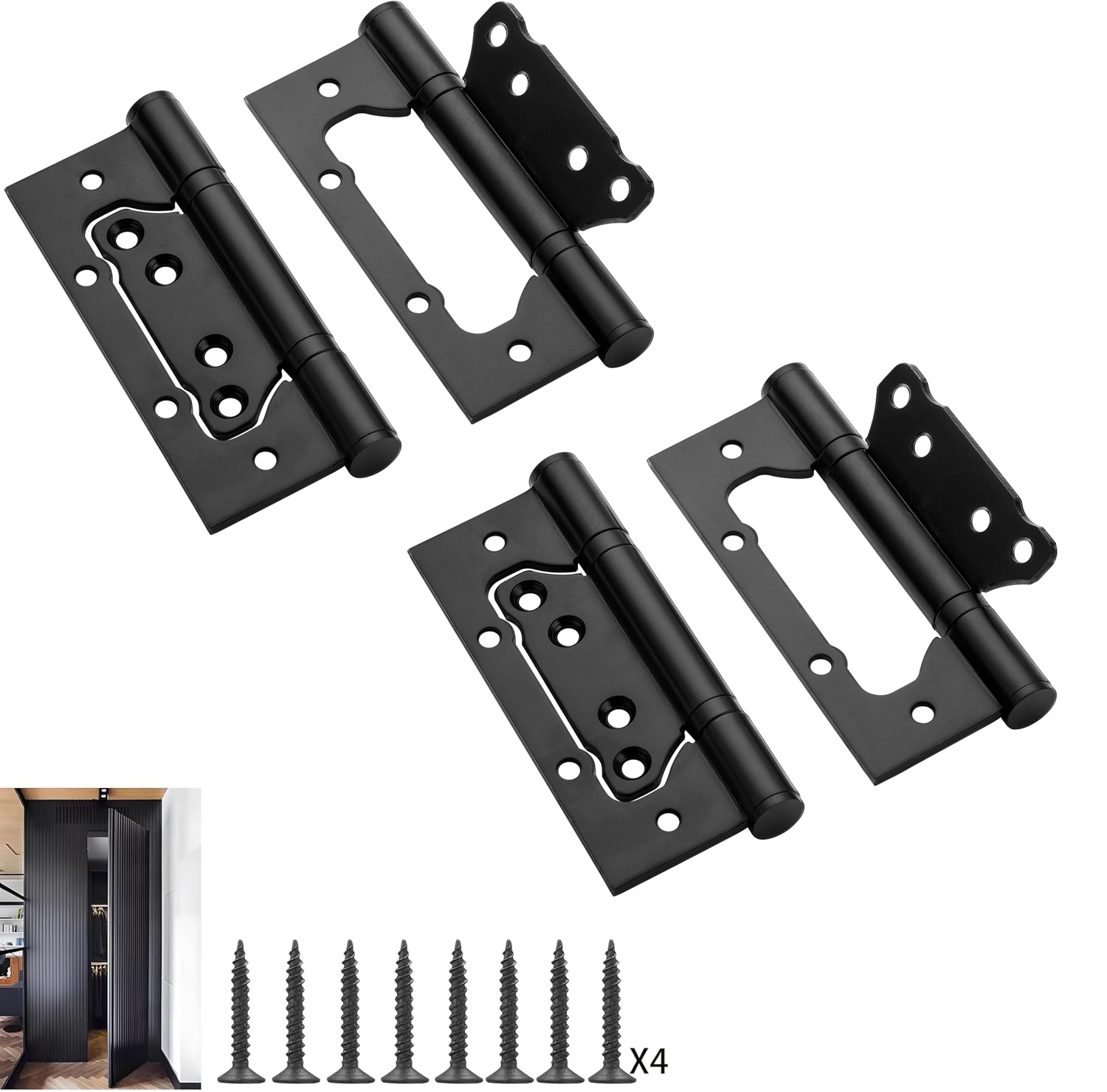 4er-packung 5-zoll-türscharniere Aus Robustem Edelstahl Ohne Nut Für Innentüren Im Wohnbereich