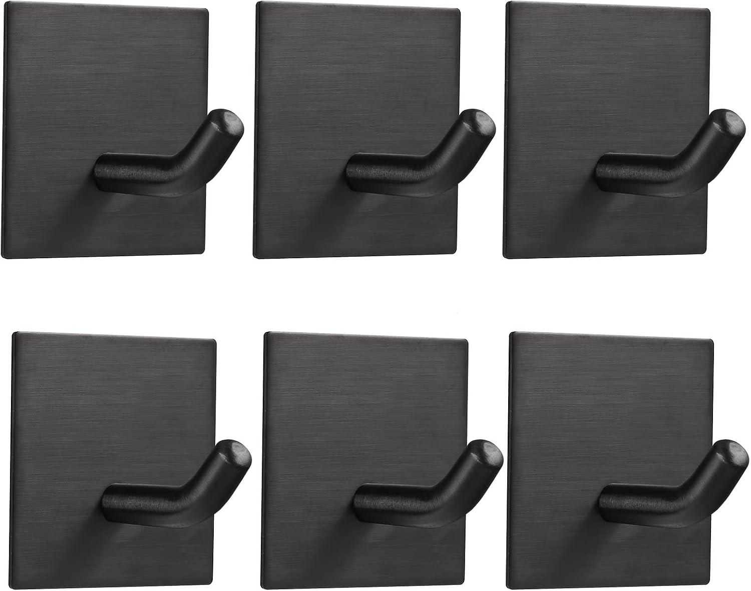 Sechs Robuste, Selbstklebende Edelstahlhaken, Geeignet Für Küchen, Badezimmer, Türen, Handtücher, Mäntel, Schlüssel, Bademäntel (schwarz).