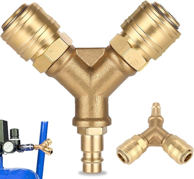 Druckluftverteiler, 1/4-zoll-druckluftanschluss, Y-förmiger Druckluftverteiler
