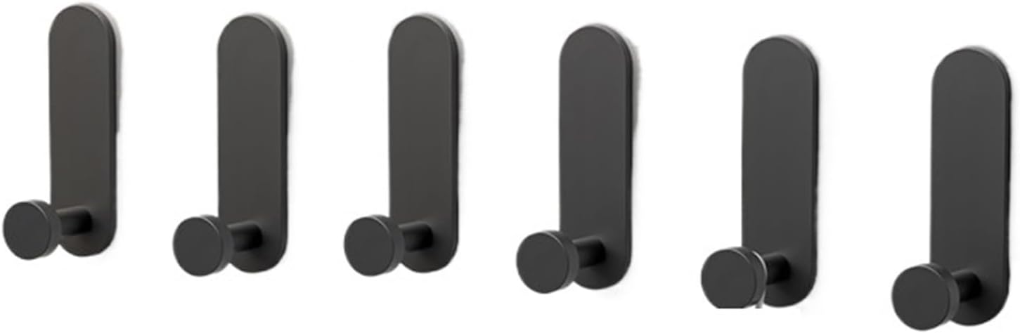Starke, Selbstklebende Handtuchhaken Zur Anbringung An Türen Für Mäntel, Hüte, Bademäntel, Handtücher Usw., Für Badezimmer Und Küchen, 6er-pack (schwarz)