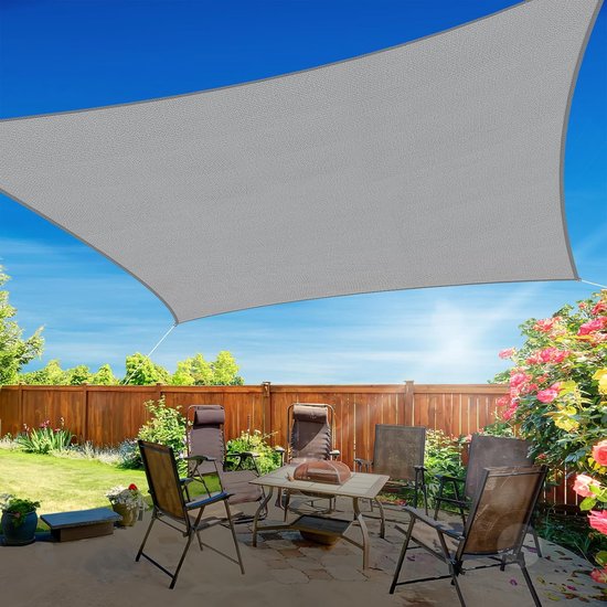 Rechteckiges Sonnensegel (2 X 3 Meter), Uv-schutz, Wasserdicht, Mit Schalteranschluss, Für Terrassen, Balkone, Carports Und Spielplätze, Grau