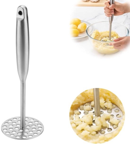 Kartoffelstampfer Aus Edelstahl – 25,5 × 8,6 Cm – Professionelle Kartoffelpresse – Spülmaschinenfest – Ergonomischer Griff