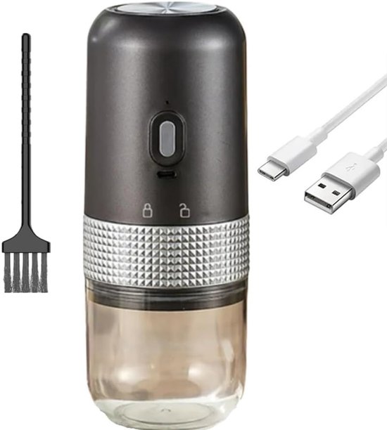 Elektrische Kaffeemühle, Ein-knopf-bedienung, Tragbare Keramik-kaffeemühle, Einstellbarer Mahlgrad, Für Nüsse Und Getreide, 25 G Fassungsvermögen, Grau