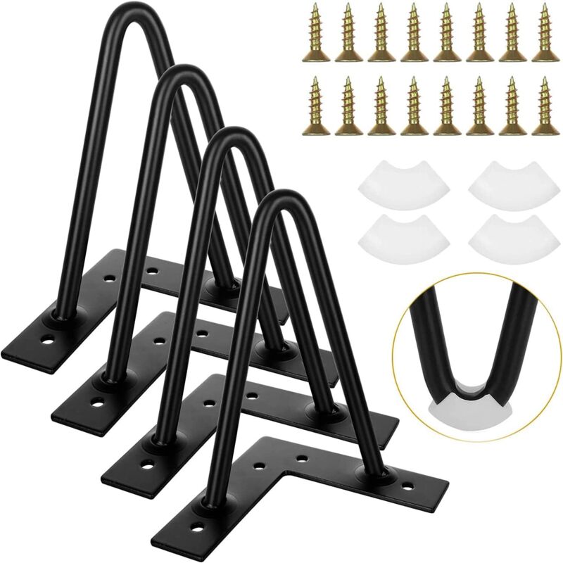 Vier Sätze Höhenverstellbarer Tischbeine, Jeweils 15 Cm Hoch, Schwarze Metall-couchtischbeine Mit Schrauben, Industriestil.