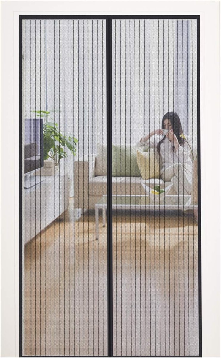 Türvorhang – 100 X 210 Cm – Magnetisches Insektenschutzgitter – Fliegengitter Für Außentüren – Magnetverschluss – Kein Bohren Erforderlich – Einfache Montage – Geeignet Für