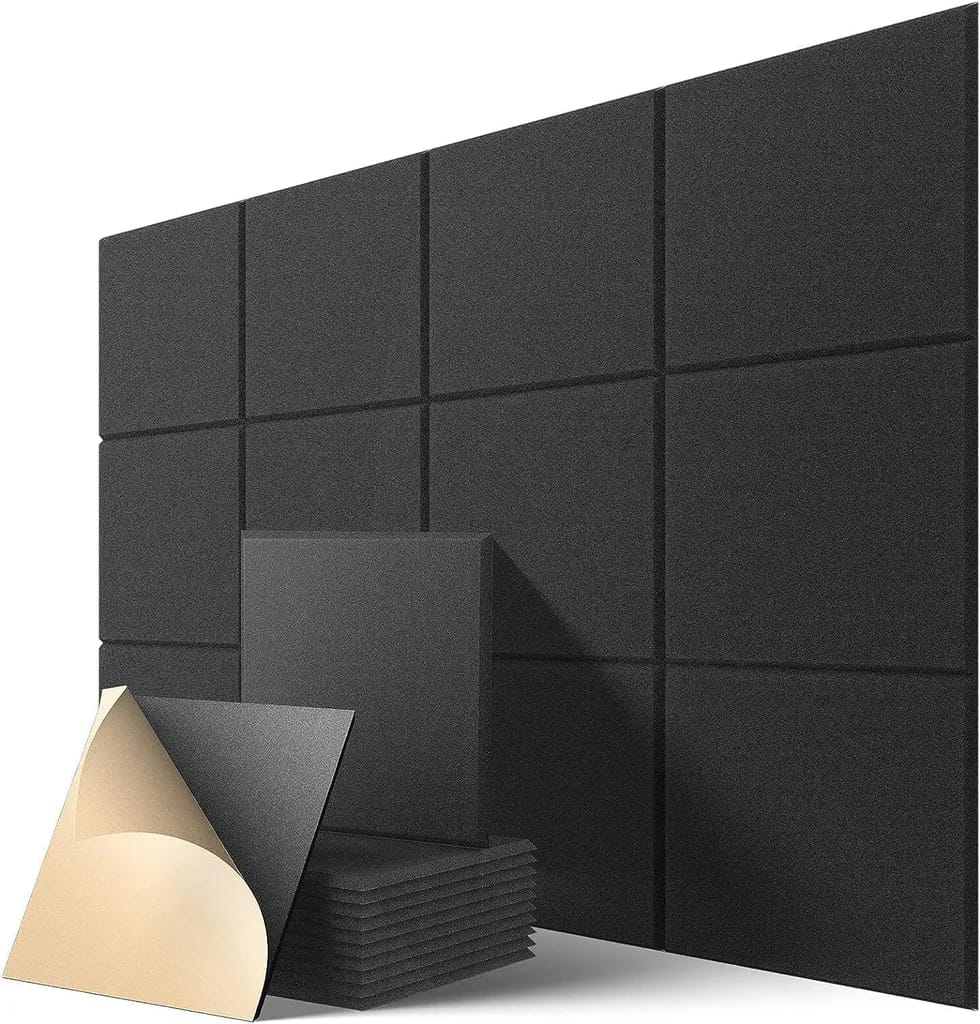 Akustikpaneele, 12er-packung, Selbstklebend, Hohe Dichte, 30x30 Cm, Schwarz, Geeignet Für Tonstudios, Büros Und Heimkinos.