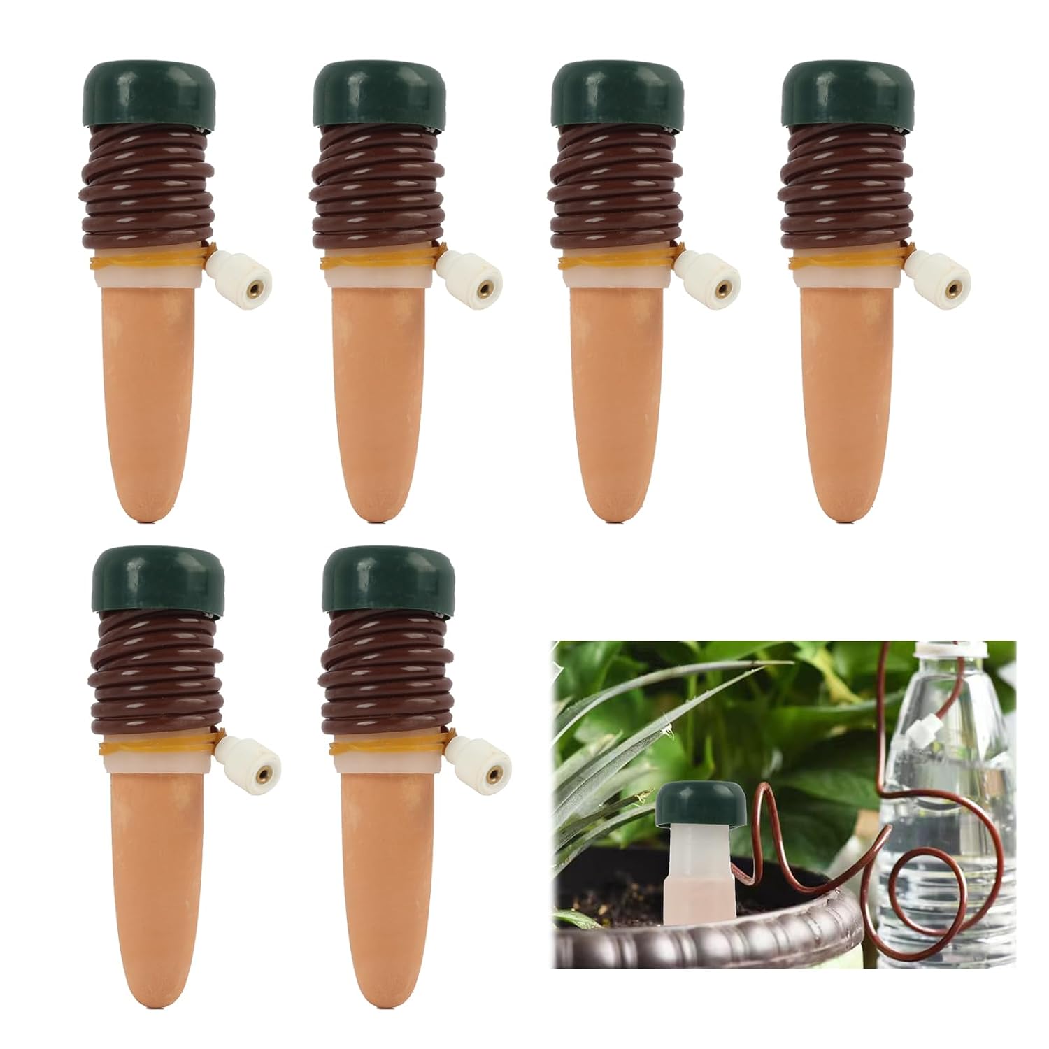 6 Selbstbewässernde Pflanzgefäßeinsätze Mit Terrakotta-stiften – Automatisches Tropfbewässerungssystem Mit Langsamer Wasserabgabe Für Zimmer- Und Gartenpflanzen