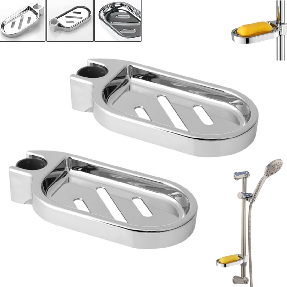 Seifenschale – Silber – 25 Mm – Abs-kunststoff – Dusche – Badezimmer – Küche – Toilette – Kein Bohren Erforderlich – Praktisch Und Handlich – Einfache Montage