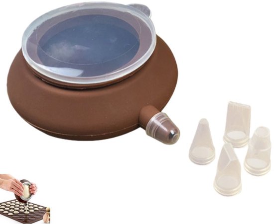 Silikon-macaron-backmatten-set Mit 5 Großen Spritztüllen (braun, 13 X 52 Mm)