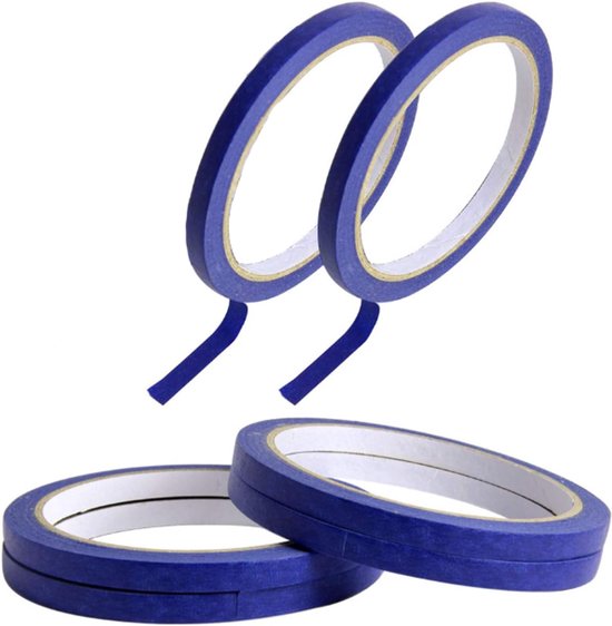 Malerkrepp, 6 Stück, 5 Mm Breit, 20 M, Blau, Professionelles Abdeckband Für Saubere Farbkanten, Klebeband Für Präzises Streichen Und Heimwerkerarbeiten, Selbstklebend