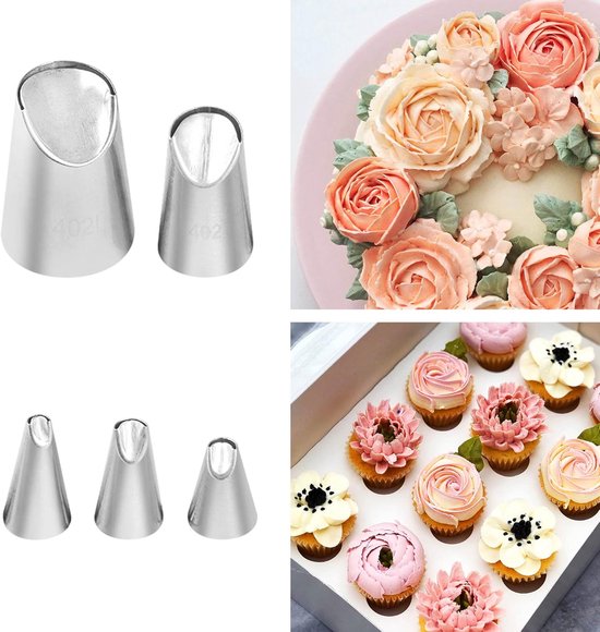 Sahnespender, Spritztülle Aus Edelstahl, 5-teiliges Set, Edelstahltüllen, Zum Dekorieren Von Cupcakes, Keksen, Sahne Und Kuchen