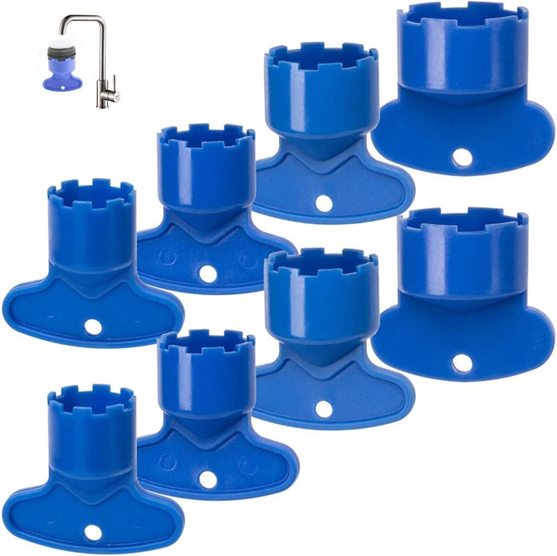 8er-packung Strahlregler Für Wasserhähne Mit Ausbauwerkzeug: 8 Ersatzstrahlregler, Strahlreglerschlüssel, Schraubenschlüssel Für Spültischarmaturen (16,5 Mm, 18,5 Mm, 21,5 Mm, 24 Mm)