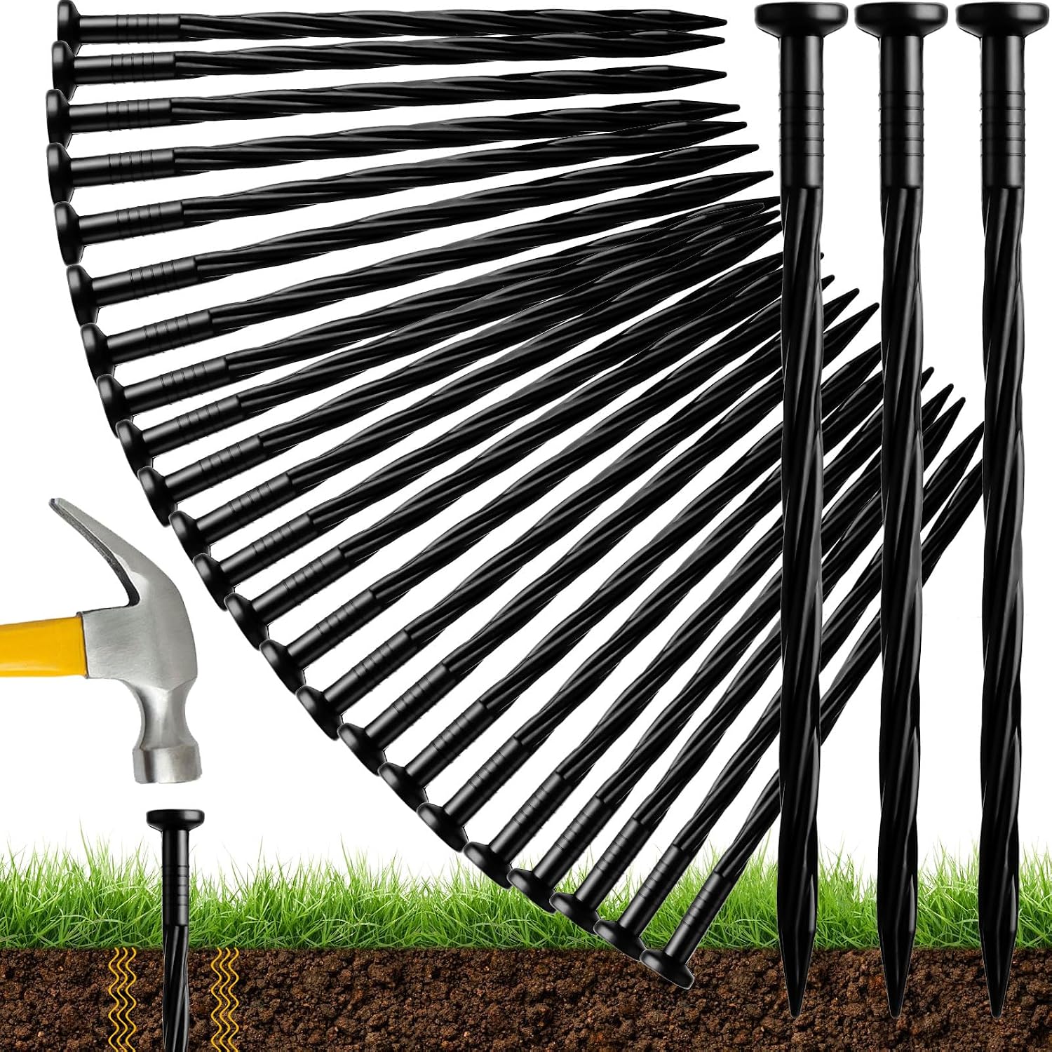 100er-packung Gartenpflöcke Aus Kunststoff – Für Rasenflächen, Unkrautvlies, Rollrasen, Pflastersteinkanten, Gebäude Und Andere Anwendungen