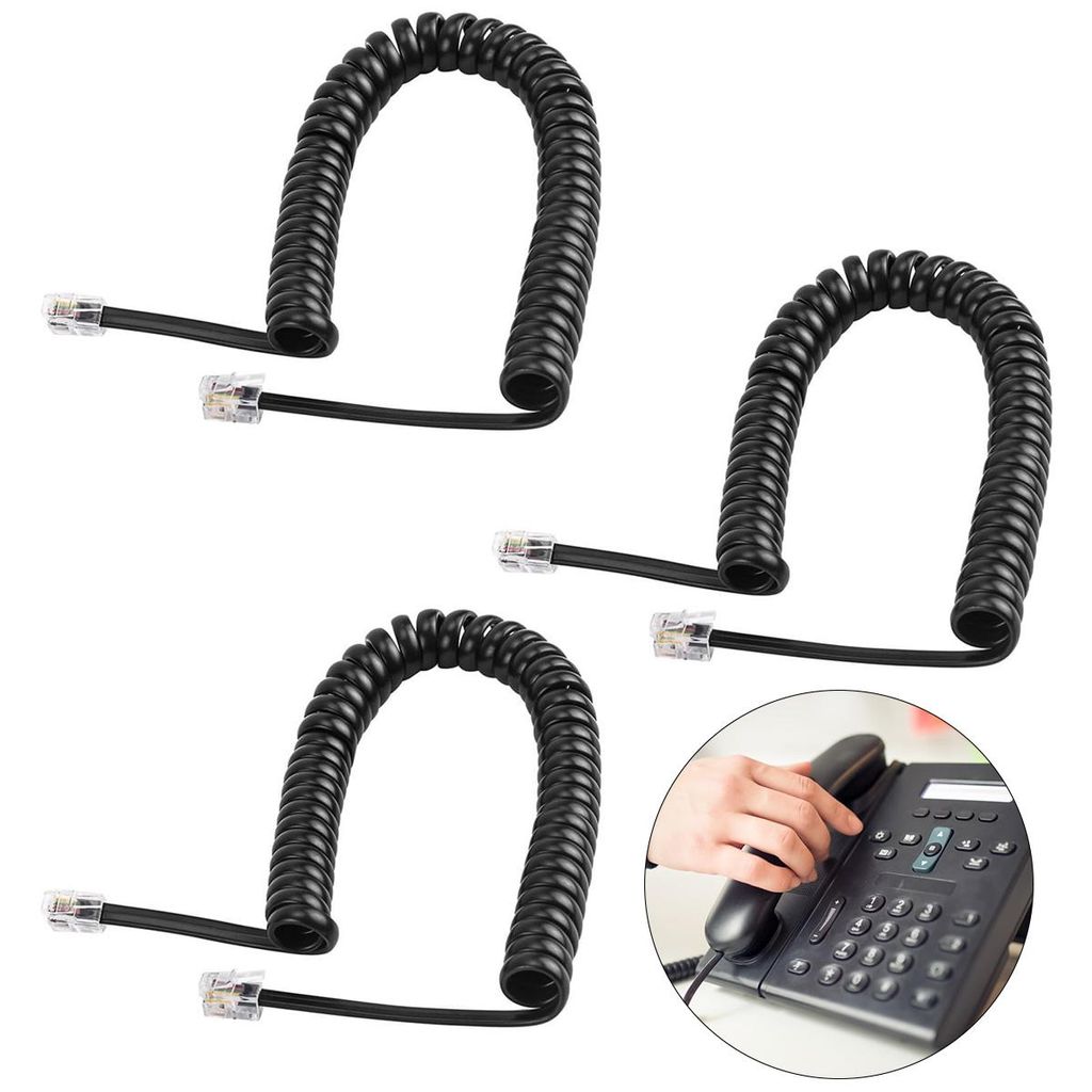 Spiralkabel, 3-teilige Telefonleitung, Perfekt Kompatibel Mit Verschiedenen Geräten, Ideal Für Büros Und Haushalte, Mit Erweiterbarem Design.