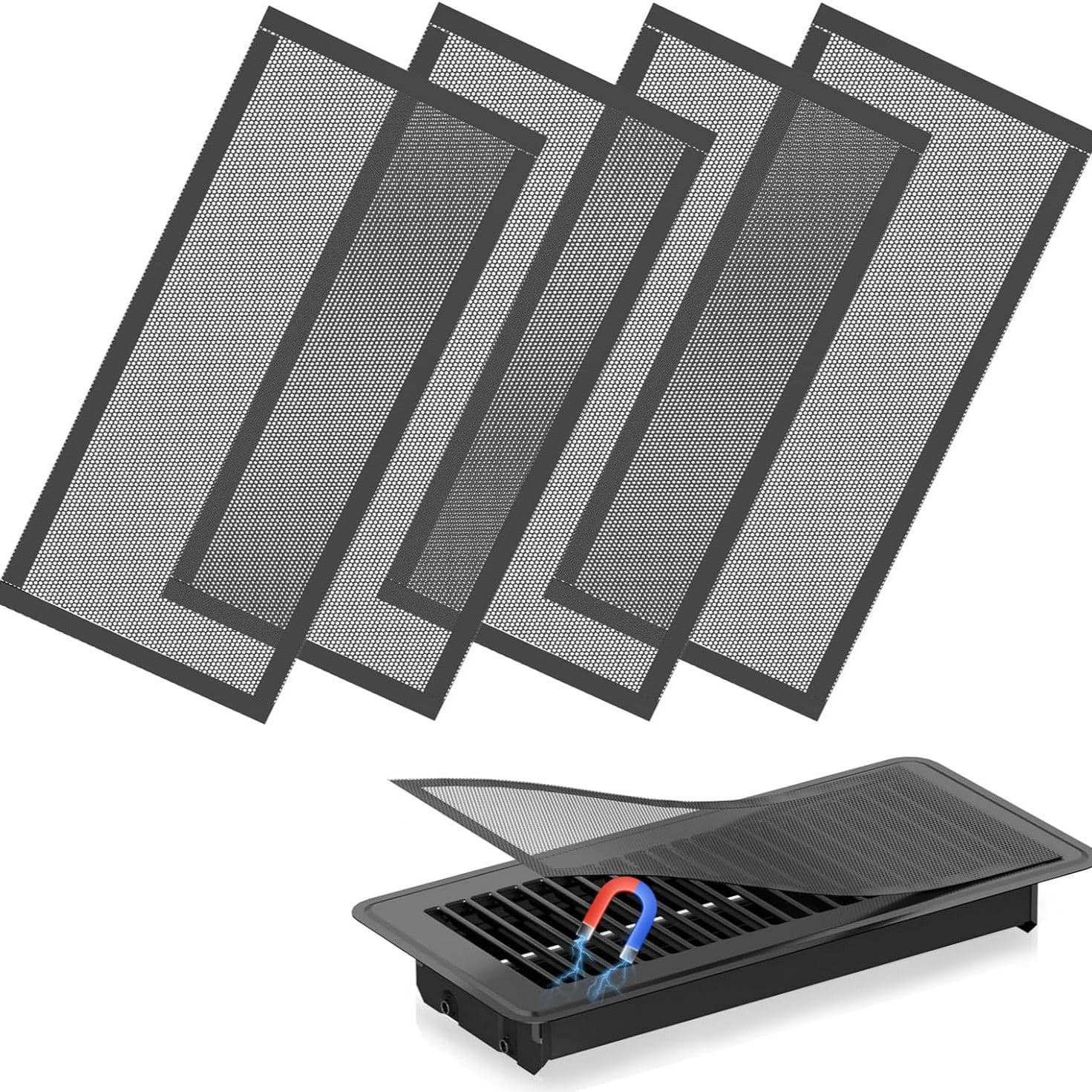 Bodenlüftungsabdeckungen, 4er-pack Leistungsstarke Magnetische Lüftungsgitter-luftfilter, 4 X 10 Zoll Pvc-filter, Für Böden, Wände Und Decken Im Wohnbereich, Fängt Schmutz, Haare Und Staub Auf
