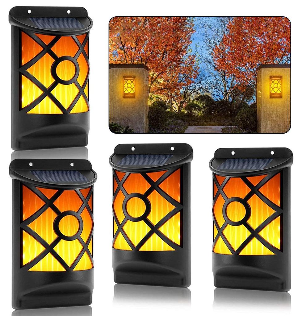 Solarbetriebenes Flammenlicht-set Für Den Außenbereich (4-teilig) – 3d-led-flammenlicht Mit Blinkeffekt, 66 Leds, Automatische Terrassenbeleuchtung
