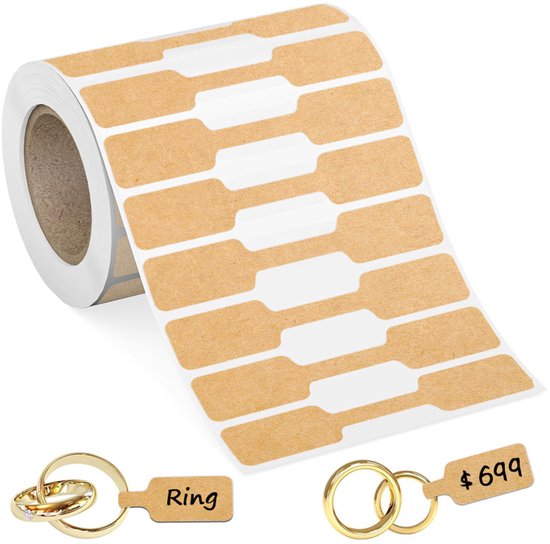Selbstklebende Preisschilder Aus Rindsleder Für Halsketten, Ringe Und Bekleidungsdisplays, Bogengröße: 6 X 1,2 Cm (beige, Insgesamt 500 Bogen)