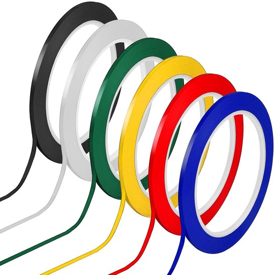 Farbiges Whiteboard-klebeband – 6 Rollen – 3 Mm Breit – 6 Verschiedene Farben – Geeignet Für Diagramme, Zeichnungen Und Modellbau