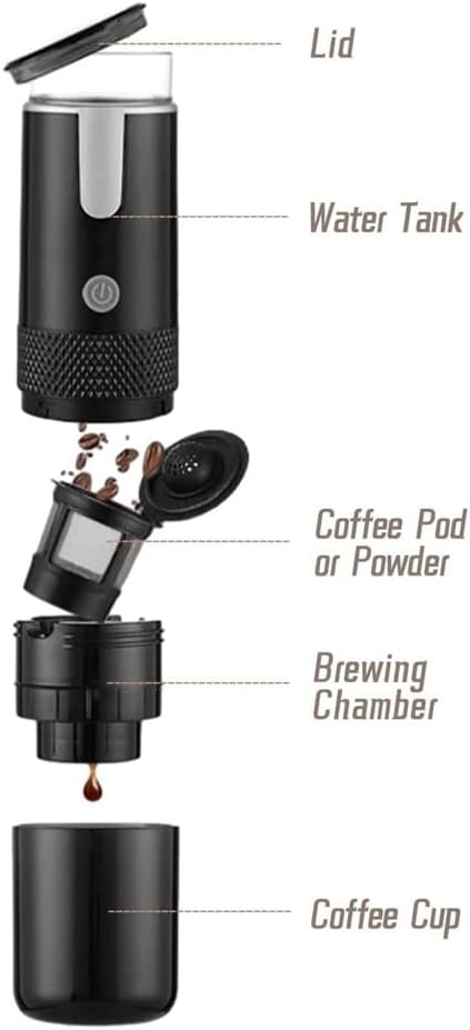 Tragbare Elektrische Kaffeemaschine, Geeignet Für Reisen, Büro, Camping Und Andere Anlässe, Kompatibel Mit Kaffeepulver Und Kaffeekapseln.