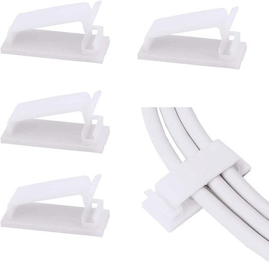 50 Selbstklebende Kabelclips, Kabelmanagement, Für Die Organisation Von Ethernet-kabeln Und Kabelmanagementsysteme Für Fernseher, Pcs, Laptops, Bürogeräte, Weiß