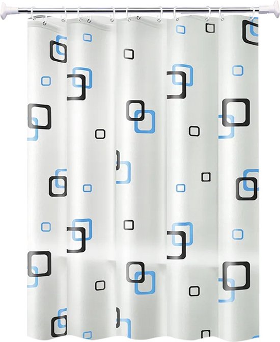 Duschvorhang – Wasserdicht – Duschvorhang – Badezimmervorhang – Inkl. Aufhängeringen – Klein, Quadratisch – Polyester – 200 X 200 Cm – Weiß