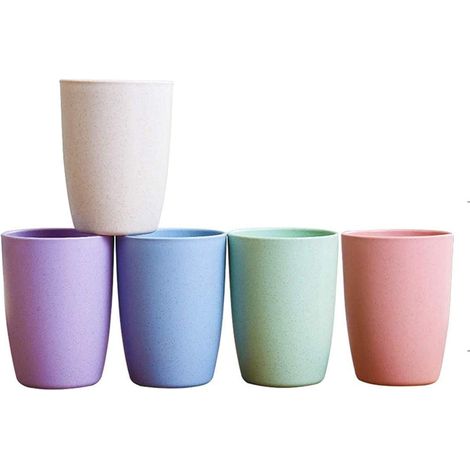 Wiederverwendbare, Bruchsichere Becher Für Erwachsene, 35 Cm, 5er-set, Biologisch Abbaubar, Aus Weizenstroh, Verschiedene Farben, Spülmaschinenfest