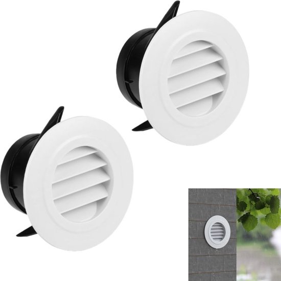 2er-pack Weiße Abs-lüftungsgitter Mit Insektenschutzgitter, 100 Mm Anschlussbreite, 145 X 66 X 95 Mm