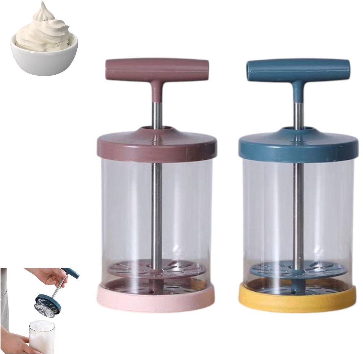 Teile – Handbesen – Kaffeebraun – Blau – Backsahne – Edelstahl-kochgeschirr – Ergonomisch Geformter Spender Mit Komfortablem Griff