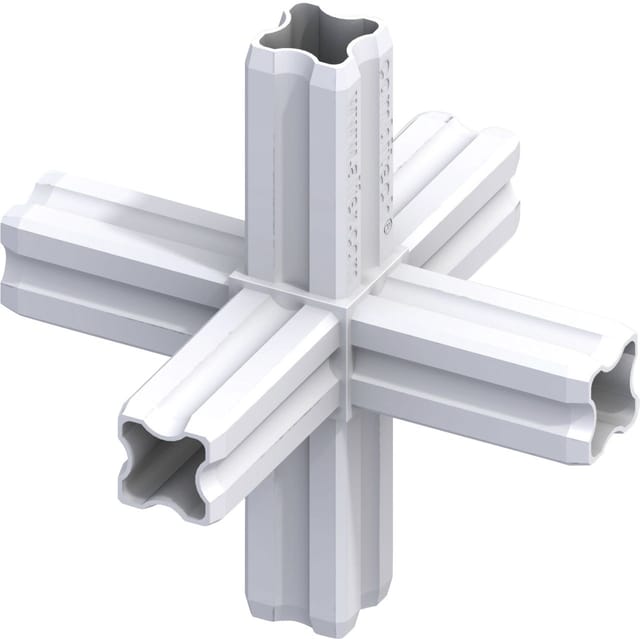 Knotenverbinder 23,5 mm weiß 6 Zapfen Kunststoff Verbinder Eckverbinder - Alfer