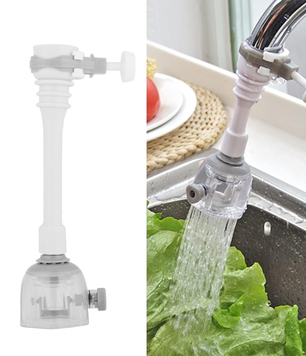 Verstellbare, Spritzwassergeschützte Wasserhahnverlängerung, Schwenkbarer, Wassersparender Küchenwasserhahn Mit Filterventil Und Verlängerung.