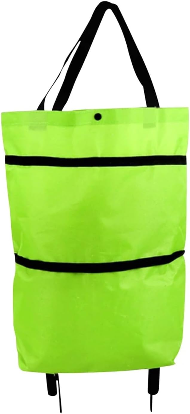 Einkaufswagen Mit Rädern (1 Stück), Faltbar, Umweltfreundlicher (grüner) Einkaufswagen Für Den Lebensmitteleinkauf.
