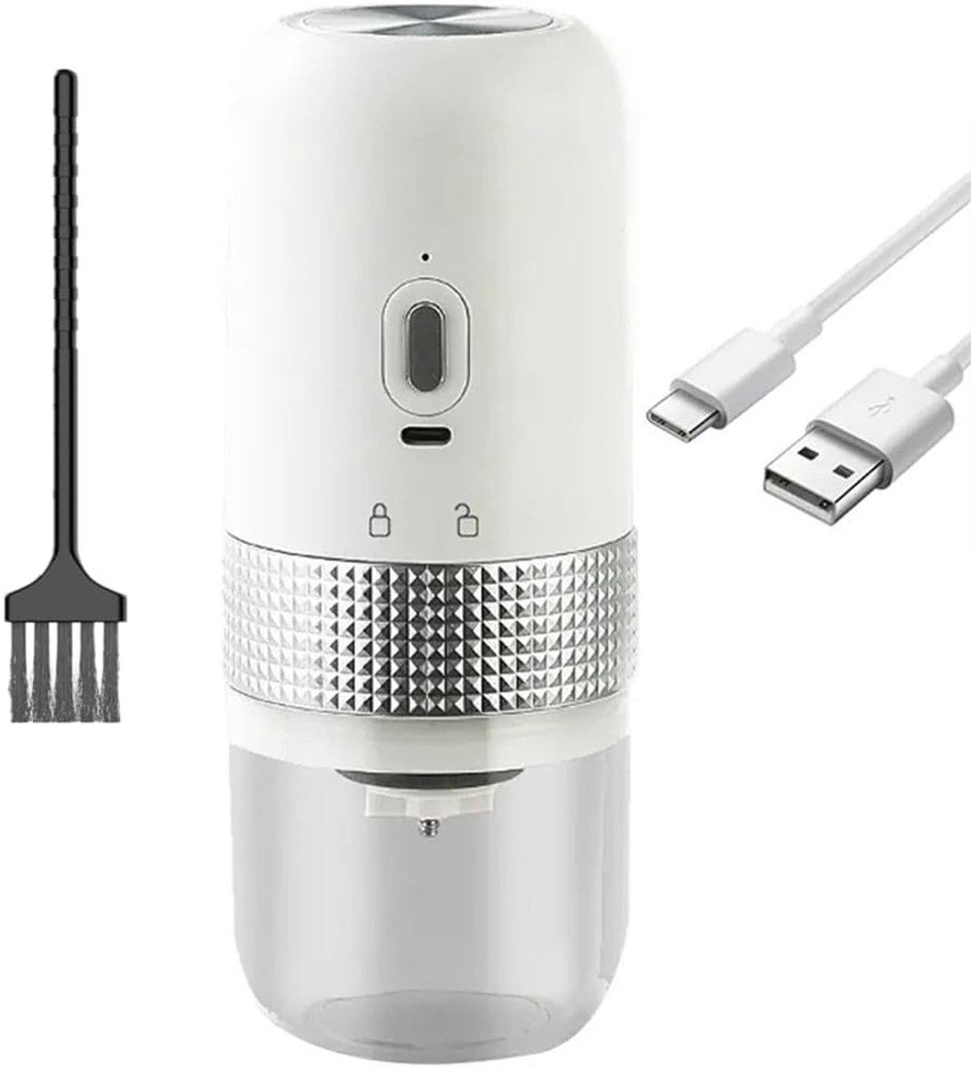 Elektrische Kaffeemühle, Weiß, 25 G, Ein-knopf-kaffeemühle, Tragbare Keramik-kaffeemühle, Einstellbare Mahlgrade