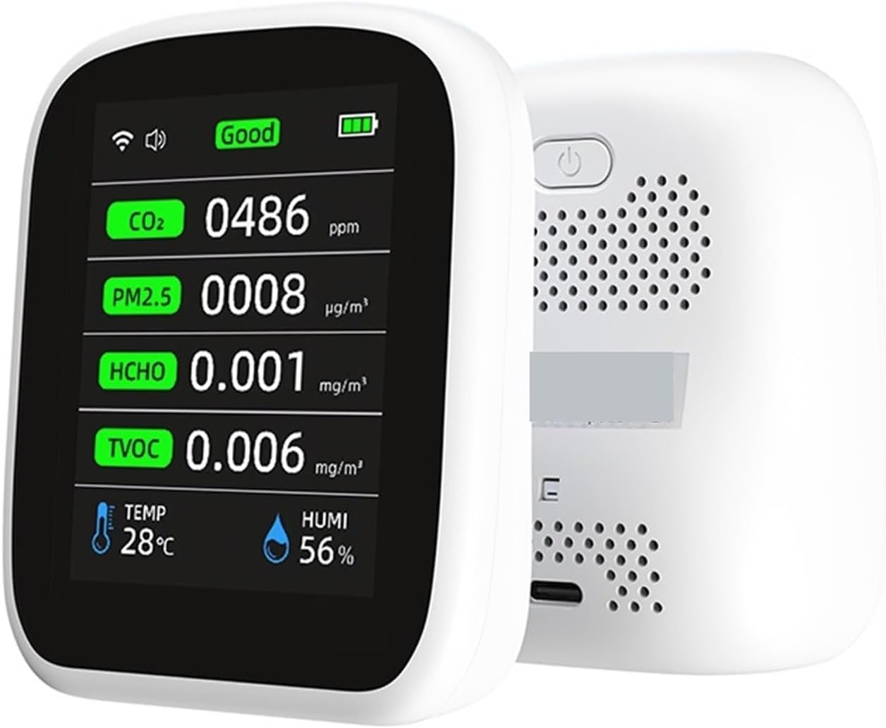 Luftpartikelzähler 8-in-1 Pm1.0 Pm2.5 Pm10 Co2 Tvoc Hcho Temperatur- Und Feuchtigkeitsmesser Tragbares Luftqualitätsmessgerät Kohlendioxid