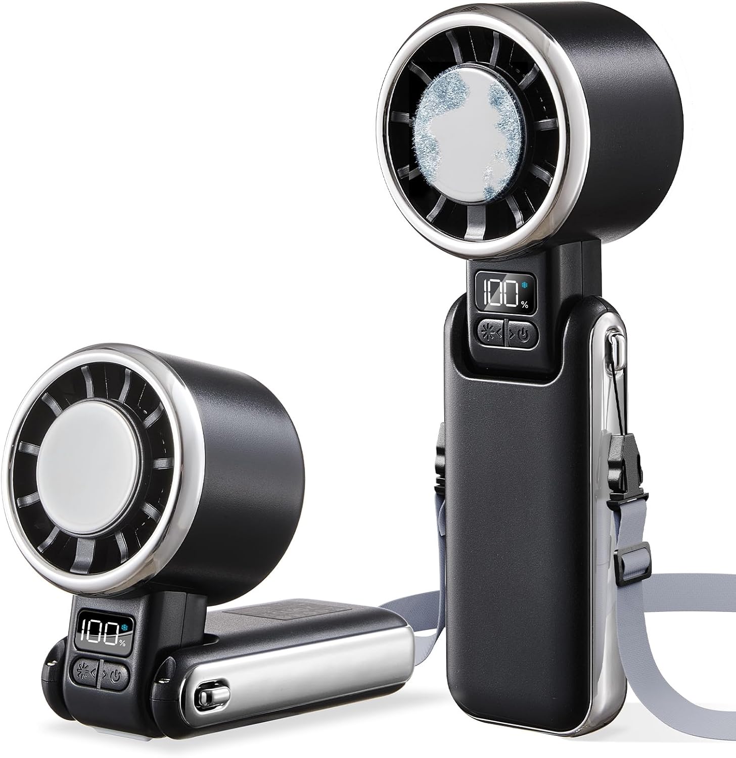 Tragbarer Handventilator Mit Eiskühlung – 5 Geschwindigkeitsstufen, Turbofunktion – Wiederaufladbar – Bis Zu 13 Stunden Akkulaufzeit – Mini-ventilator Für Den Persönlichen Gebrauch – Schwarz