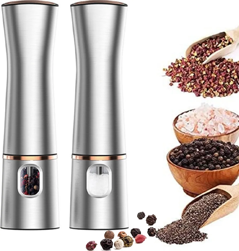 Elektrische Salz- Und Pfeffermühle (2-teiliges Set), Verstellbare Gewürzmühle, Batteriebetrieben, Keramikmahlwerk, Geschikt Voor Dry Spices