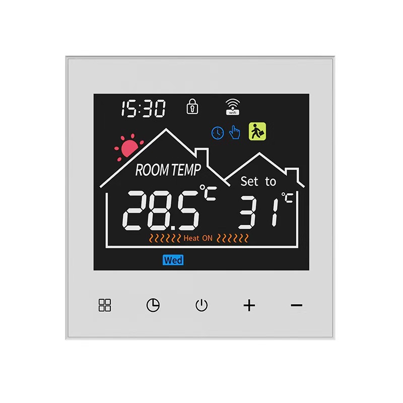 Wlan-thermostat Für Fußbodenheizung Mit Touchscreen, Digitalem Lcd-display, 90–240 V, App- Und Sprachsteuerung, Weiß