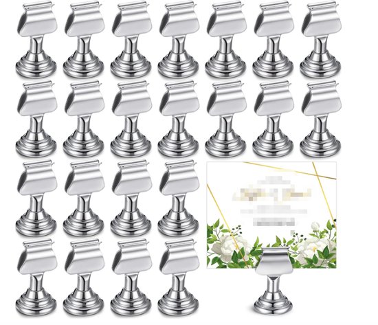 Set Mit 24 Tischkartenhaltern Für Hochzeiten, 4,3 Cm Große, Silberfarbene Mini-tischkartenhalter Aus Metall, Harfenförmige Tischkartenhalter, Kartenhalter