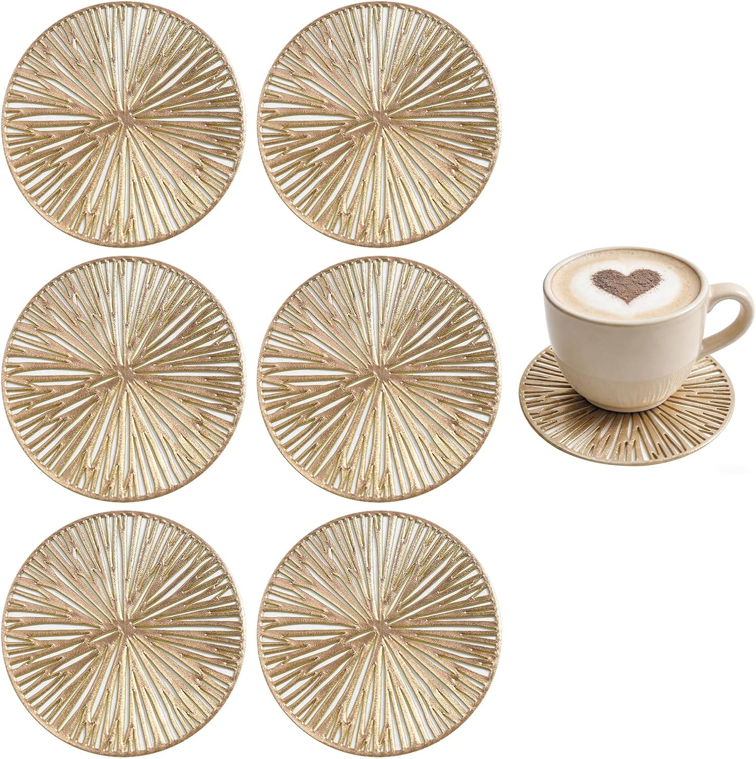 6-teiliges Set Goldener Untersetzer, Runde Goldene Untersetzer, Geeignet Für Gartentische Und -stühle Sowie Terrassen, Bierdeckel Für Die Hausbar