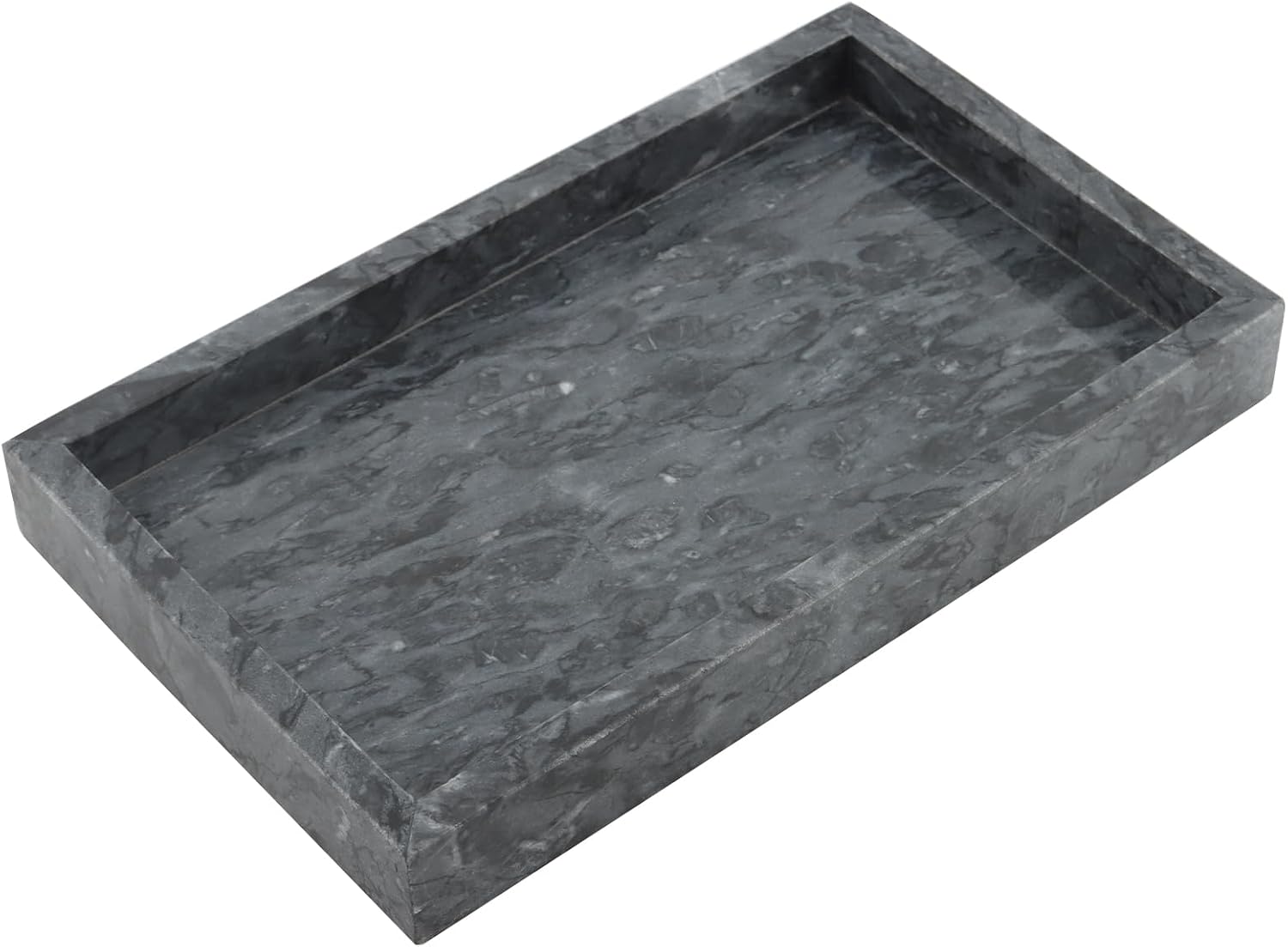 Rechteckiges Tablett Aus Grauem Marmor, 30 X 20 Cm, Dekoratives Waschbeckentablett