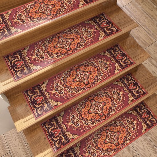 Set Mit 15 Bedruckten Treppenstufen – 76 X 20 Cm – Abnehmbar, Waschbar – Rutschfest – Selbstklebend – Für Den Innenbereich – Treppen, Küchen, Schlafzimmer, Haustierzimmer