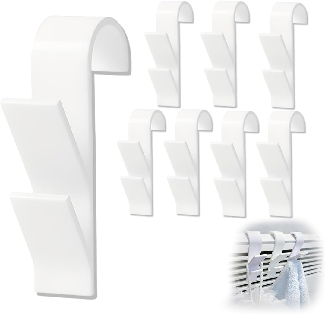 8-teiliges Heizkörperhaken-set, Weiße Handtuchhaken, Badezimmerhandtuchhaken, Geeignet Für Alle Badezimmer Und Küchen, Abnehmbar (weiß).