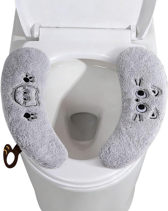 Wc-sitzbezüge – Hygienische Sitzfläche – Selbstklebend & Waschbar – 1 Paar – Grau