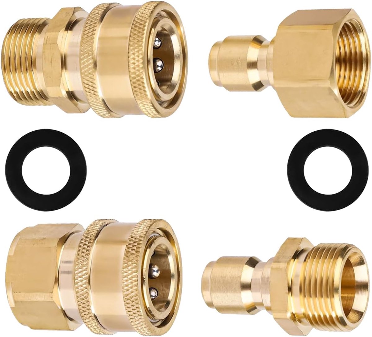 4-teiliges M22-14/15-mm-hochdruckreiniger-adapterset – Messing-gartenschlauchanschluss