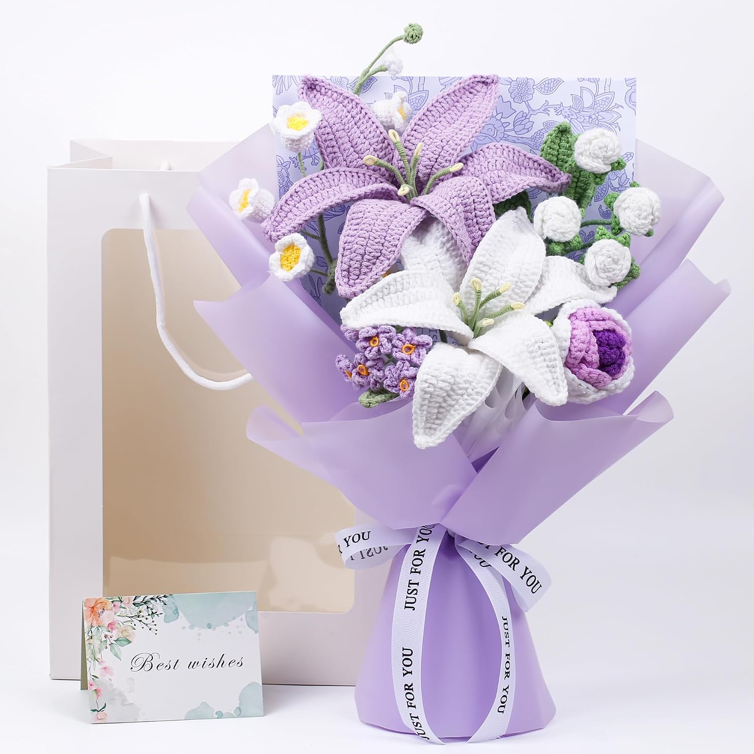 Gehäkelte Blumensträuße, Handgefertigte Sträuße, Rosen- Und Liliensträuße, Künstliche Häkelblumen, Geburtstag, Feiertage, Hochzeit, Heimdekoration.